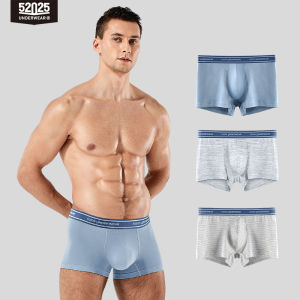 【 3-pack】Cotton Modal Plant Antibacterial Comfortable Mens Boxer Briefs Natural Plant Dyed Inner Boxer Briefs