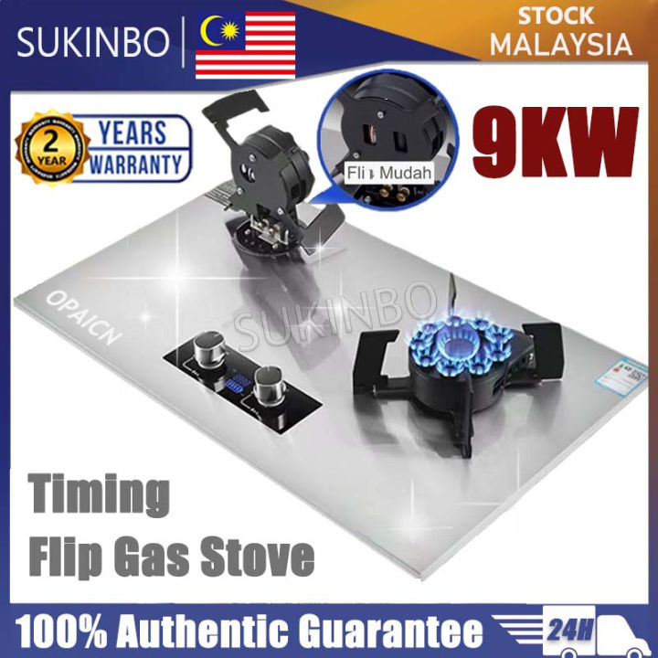 SUKINBO 9KW Stainless Steel Gas Stove Memasak Gas Cooker Stove Hob