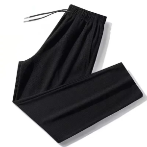 Waffle loose straight leg sweatpants mens casual plus size sports thin pants