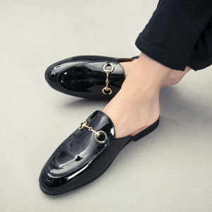 Premium Import Klasik Sepatu Leather Flats Loafers Slides Mules Pria Selop Santai Casual Tanpa Tali Cowok Murah Keren Pantofel 252