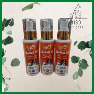 Dầu cá hồi cho chó mèo Salmon Oil SHD dưỡng lông mượt lông ngăn ngừa rụng lông tăng đề kháng chai 100ml - Bibopetcare