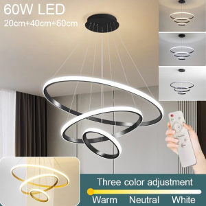 Lampu Gantung Modern Emas 3 Warna Led Lampu Langit-langit Loteng Ruang Tamu Ruang Makan Dapur Pencahayaan Dalam Ruangan