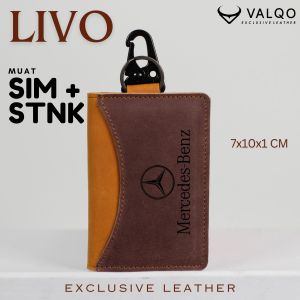 [VALQO] LIVO Dompet STNK dan SIM Gantungan kunci kulit sapi untuk Mobil Motor STNK SIM Kartu Tol