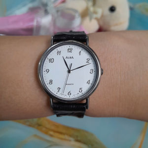 Đồng hồ nữ ALBA size:30mm dây da màu đen second hand si nhật- đã qua sử dụng