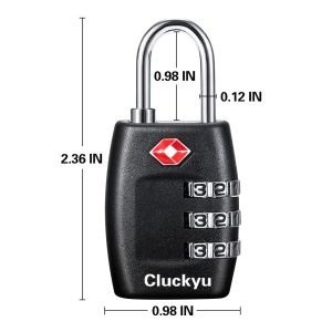 TSA Approved Combination Luggage Lock 2 Pack Zinc Alloy Resettable 3-Digit Code Lock - Perfect for Travel Suitcase Gym Locker Backpack & Luggage Strap (Black)