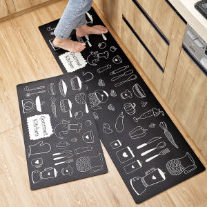 Kitchen Floor Mat Waterproof and Oil proof Carpets Non-slip Rugs Floor Mats Nordic Carpet Household PU Easy-care Anti-skid Foot Pad
