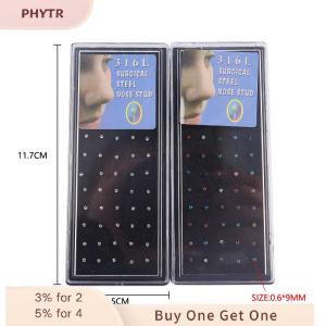 PHYTR HOT 60Pcs Straight Nose Stud Curved Pack Nose Ring Set Nose Ring Set Bend