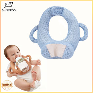 SKISOPGO Self Feeding Baby Bottle Holder Adjustable Hands Free Newborn Feeding Pillow 2 Side Handle Strap for Baby Pacifier