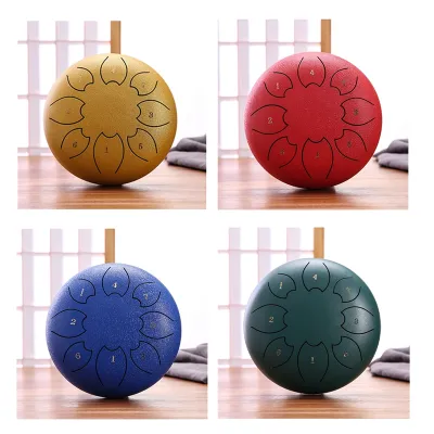 [fedya]Rain Drum for Outside Steel Tongue Drum 8Notes 6 Inches Chakra Tank Drum Steel Percussion Padded Mallets