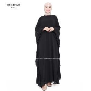 Andinicollection Abaya Kaftan Ceruti Crinkle Polos Hitam Wanita Muslim