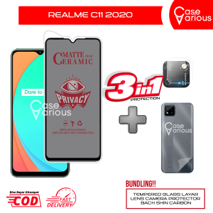 Tempered Glass Realme C11 2020 Anti Gores Spy Matte Privacy Free Camera Lesn dan Skin Carbon