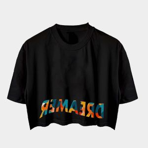 BIGY Kaos Oversize Crop Wanita Korean Style DREAMER Atasan Wanita Lengan Pendek Croptop Blouse Wanita Tshirt Croped Baju Bangkok Rajut Baju Crop Jumbo Bigsize Kaos Krop Croop