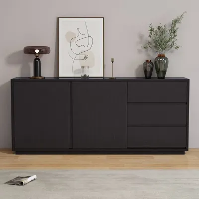Dining Sideboard Solid Wood Wine Cooler Against Wall Pantry Cabinet Black Storage Cabinet Customer Bedroom Organizer