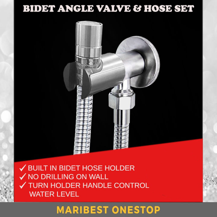 568 STAINLESS STEEL 304 BIDET ANGLE VALVE WITH HOSE SET FOR TOILET