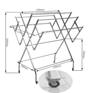 Jemuran Baju Jemuran Pakaian Lipat 5 Tiang Stainless Steel kokoh 240cm