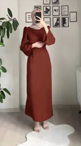 Gamis Polos Crinkel Gamis Wanita Slim