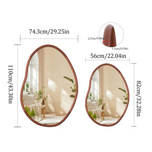 UNHO กระจกติดผนัง มีให้เลือก 2 ขนาด กระจกตกแต่งบ้านกรอบไม้ Wood Frame Wall Decorative Mirror for Bedroom Living Room(only 1pcs mirror)
