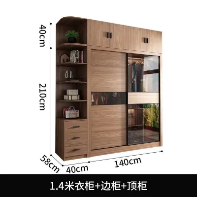 ⚡Nordic Solid Wood Wardrobe Simple Sliding Door Wardrobe Storage Cabinet 1/2/3/4/5 Doors Wardrobe With Drawers