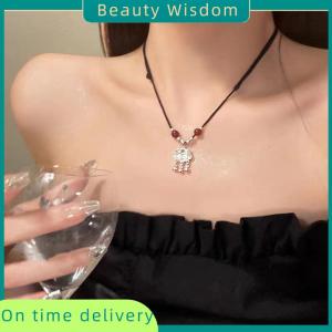 Beauty Wisdom Chinese Style Fashion Retro Braided Rope Necklace Butterfly Flower Moon Safety Lock Pendant Necklace For Women Vintage Jewelry