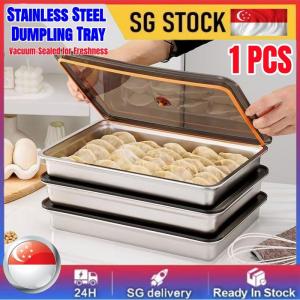 Stainless Steel Plate with Lid BBQ/Hot pot Serving Plate Tray Preparation Plate Dumpling Storage Plate