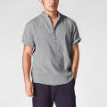 Kemeja Kurta Lelaki Lengan Pendek Cotton Men's Koko Shirt Casual Plain Shirt Retro Linen Stand Collar Polo Shirt. 