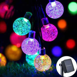 Atisen Solar Bubble Ball String Lights Christmas 12M Waterproof Outdoor Crystal globe String Light Garden Party Decoration