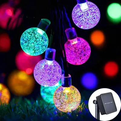 TIMSOT Solar String Lights Outdoor 100 LED Crystal Globe Lights Waterproof Solar Festoon Fairy Light for Garden Christmas Party Decor