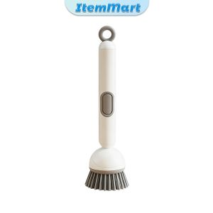 ItemMart Long Handle 360° Rotatable Kitchen Cleaning Brush Built-in Soap Dispenser for Pot Bowl Sink