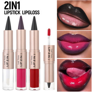 2in1 Lipstick Crochet Lip Liner Lip Gloss Double Head Lip Glaze Mirror Lip Glaze Matte Lipstick