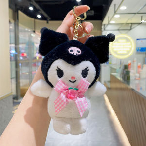 XY Sanrio Kuromi Purin Cinnamoroll Hello Kitty Plush Dolls Gift For Girls Bag Pendant with Peach Bow Stuffed Toys YX