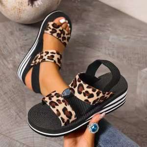 Plus Size WomenS Sandals Eva Thick-Soled Wedge Sandals Roman Style Imitation Rope Sole WomenS Fashionable Thick-Soled Shoes