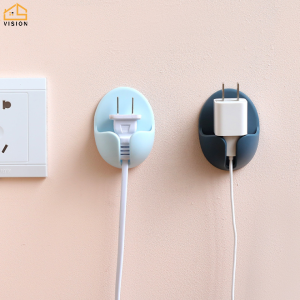 Vision 2Pcs Power Plug Hook Kitchen Seamless Strong Adhesive Electrical Wire Plug Wall Storage Hook Power Plug Socket Holder Wall Adhesive Hanger Home Office