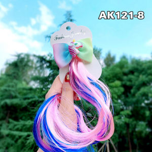 Jepit Rambut Palsu Anak Perempuan Model Kartun Unicorn Klip Warna Pelangi Aksesoris Rambut AK121
