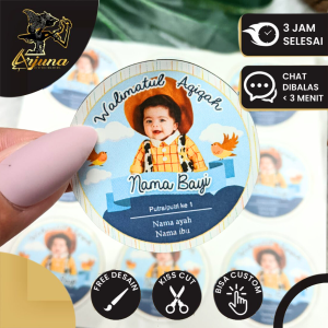 2-4 Stiker Label Chromo Tasyakuran Aqiqah Arjuna Sticker Nama Anak Bayi Ucapan Kelahiran Akikah