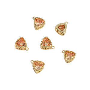 8x9mm 1 cái/túi 14k Đồng Zirconium Mặt dây chuyền tam giác cho phụ kiện trang sức thời trang tự làm