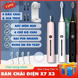 Bàn Chải Điện Đánh Răng Sonic mềm mại cho trẻ em người lớn công nghệ sóng rung êm chải sạch sạc pin lâu kiểu dáng Hàn Quốc