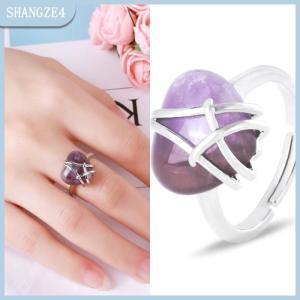 【SHANGZE4】 Phụ Nữ Có Thể Điều Chỉnh Dây Bọc Pha Lê Mở Vòng Hình Trái Tim Đá Tự Nhiên Đồ Trang Sức Cho Kỷ Niệm