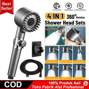 Abu-abu Hand Shower Mandi Multifungsi 3 Mode Adjustable Jet Shower Kamar Mandi Full Set 1/2 Inch dengan Inti Filter PP Cotton / Selang Fleksibel / Shower Holder