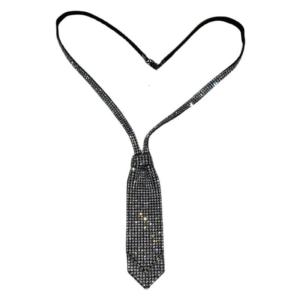 Elegant Tie Necklace with Sparkling Rhinestones for Formal Occasion Tie Punk Jeweled Necktie