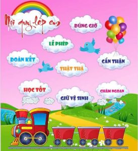 Nội quy lớp em màu hồng xinh xắn - Kích thước A0 chất liệu bạt lụa in đẹp