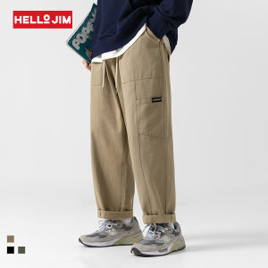 HELLO JIM Korean Cargo Pants For Men 100% cotton high quality casual pants men 2022 autumn new loose straight stitching trousers 长裤男 J2123