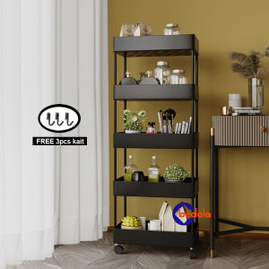 Square rak dapur rak kamar mandi rak troli rak susun serbaguna 5 tingkat dengan roda