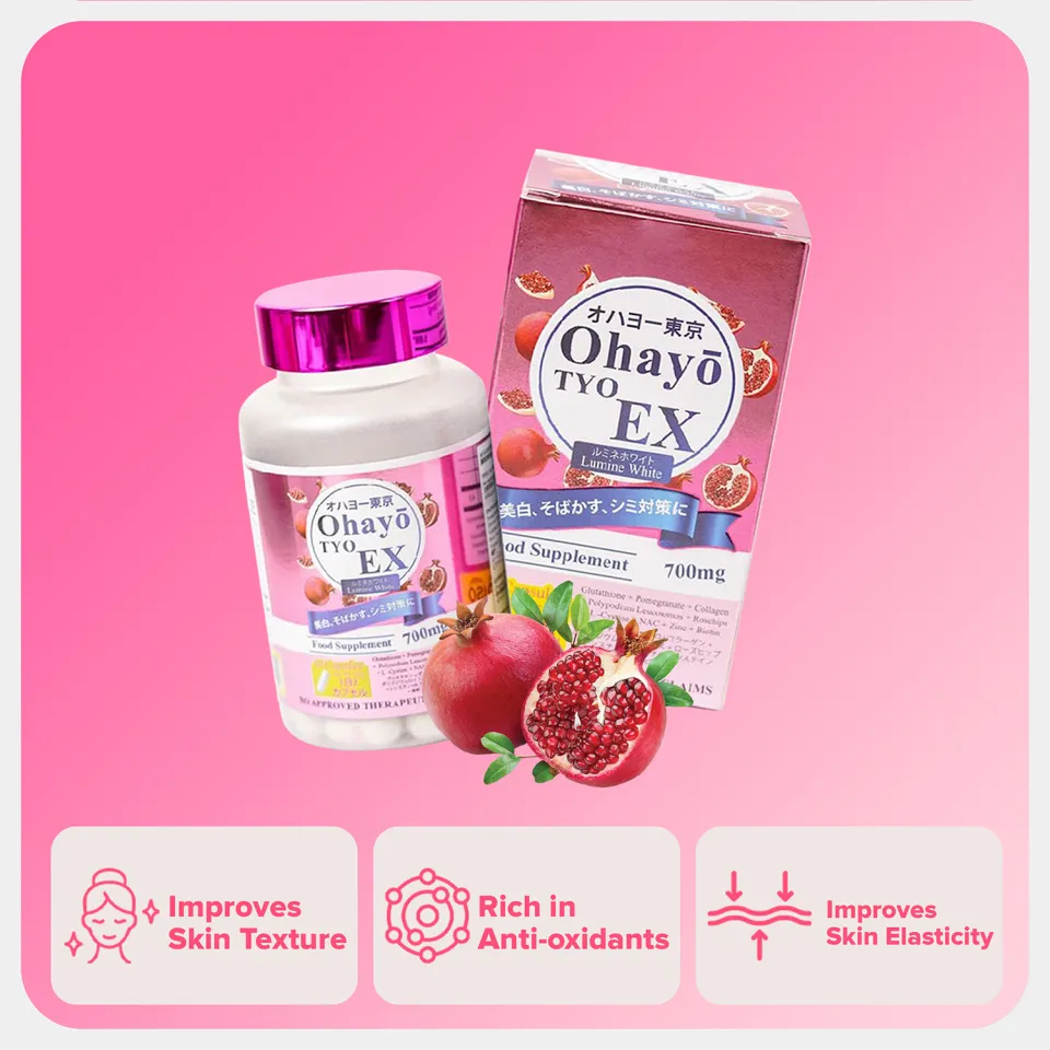 ohayo tokyo glutathione price philippines OHAYO TYO Tokyo EX Lumine White 100% MADE IN JAPAN 60 Capsules Glutathione  Collagen Vitamin C Zinc Biotin Oral Luxxe Luxee Luxcent Whitening 60-Day  Supply Oral Sunblock Supplement - Lazada main image 0