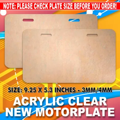 New Plain Acrylic Clear Plate for Motorcycle ( size: 9.25 x 5.3 inches - 3mm-65.00 per 1pc / 4mm-80.00 / 5mm-98.00 per 1pc )