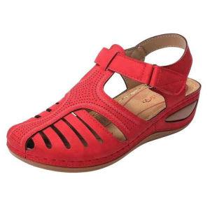 [Free Shipping] Baotou WomenS Wedge Sandals Summer Perforated Sandals Thick-Soled Plus-Size Roman-Style Sandals With An Eight-Claw Design