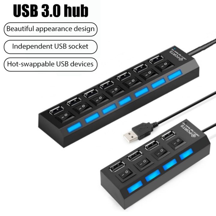 4/7 Port USB 2.0 Hub USB Hub 2.0 Multi USB Splitter Hub Use Power