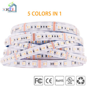 Hightlight 5050 RGBCCT 5 in 1 LED Strip RGB WW CW 2700-6500K Lights RGBW RGBCW RGBWW 6Pin Ribbon 60Leds/m White PCB DC12/24V