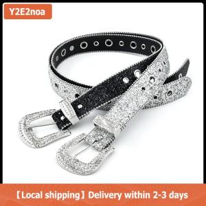 【Local shipping】 Sáng bóng Rhinestone rộng vành đai phụ nữ ăn mặc vành đai dành cho người lớn Rhinestone vành đai ăn mặc tinh thể kim cương vành đai