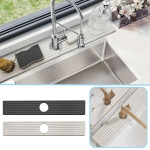 SSVFED 2pcs/set Diatomite Faucet Draining Mat Multi-function Splash Non-Slip Absorbent Pad Useful Non-Slip Countertop Protector Kitchen Bathroom Supplies