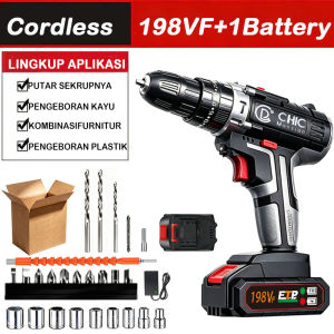 6.0Ah 198V Impact Cordless Drill Hand Drill 2 Battery 1 Charger Battery Screwdriver Set